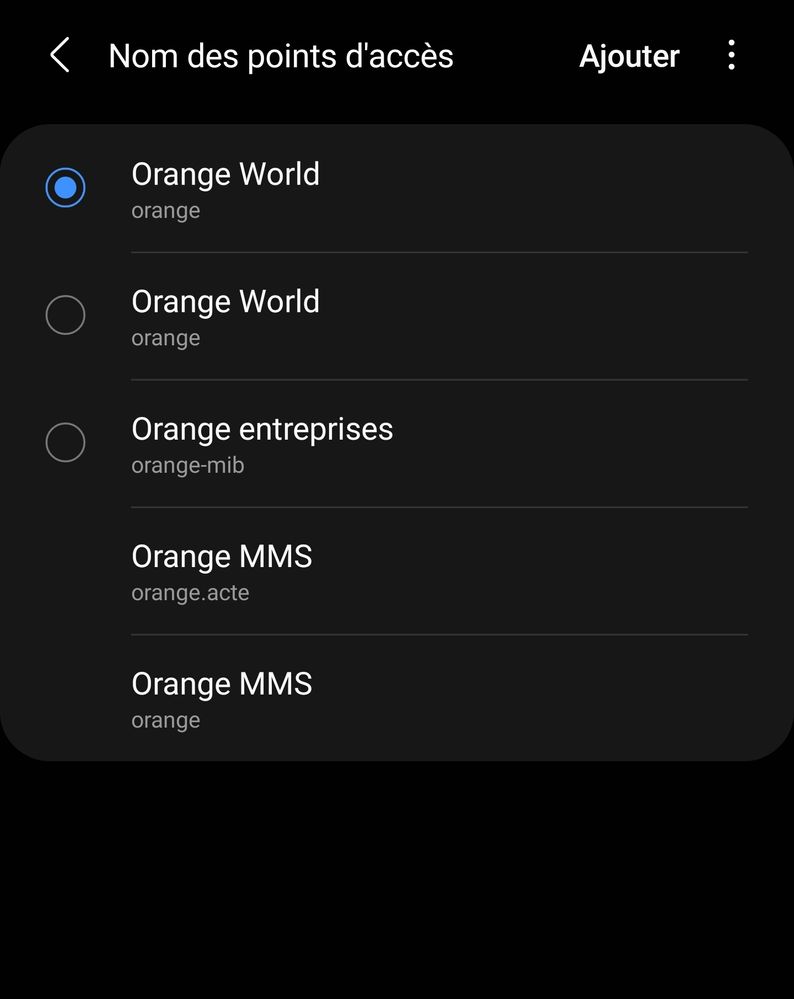 J'ai déjà tout ça dans points d'accès. Le orange mms est d'ailleurs configuré comme indiqué dans votre lien (mais il est non modifiable)