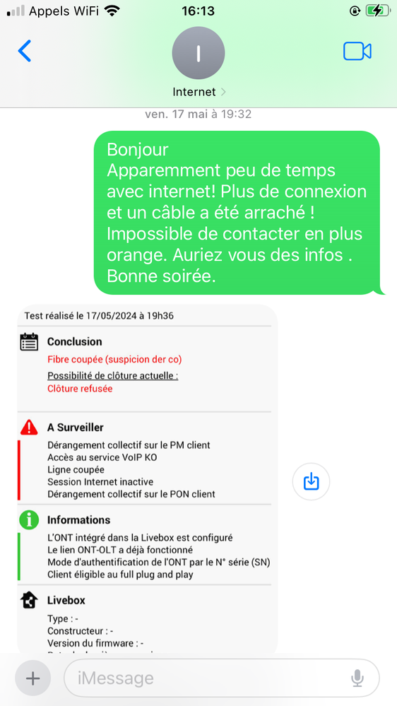 Depuis ce temps rien,mon dossier est soit disant réparé en attendant après 1 jours de fibre on m a prêté une air box pour combien de temps et au prix de la fibre à qui faut il écrire pour faire bouger les choses ?