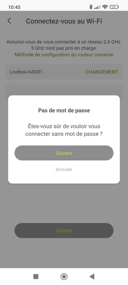 Lorsque je sélectionne mon Wifi