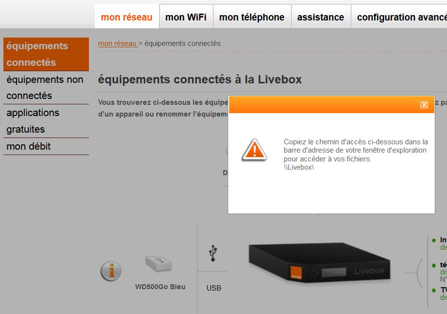 Accès disque USB derriere la Livebox Communauté Orange
