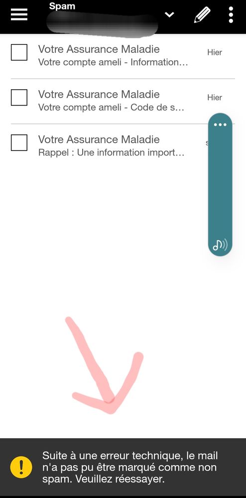 Impression du message erreur