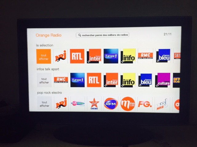 Menu Radio de la TV d'Orange - Communauté Orange