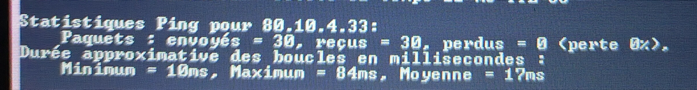 Test ping 30 valeurs pour routeur orange