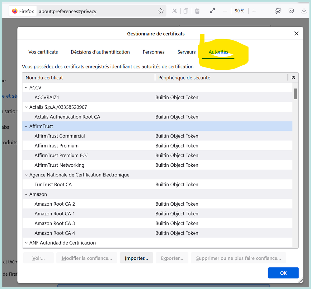 On les trouve dans Parametres > Sécurité > Certificats
