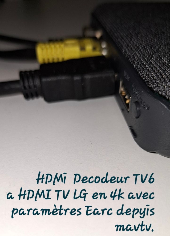 Nouveau décodeur TV6 Hmi à Hdmi TV LG 4k
