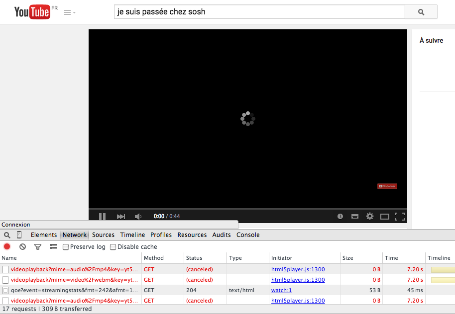 Flux vidéo YouTube dans Chrome