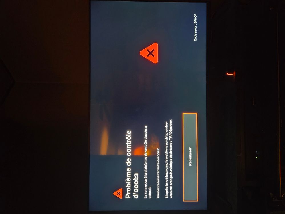 Voici le message d’erreur