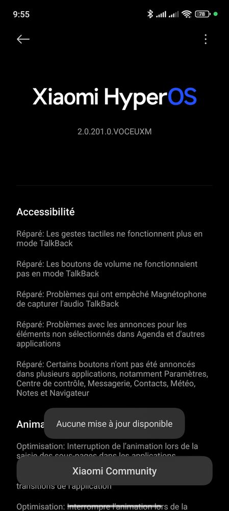 Message Aucune Mise &agrave; jour disponible