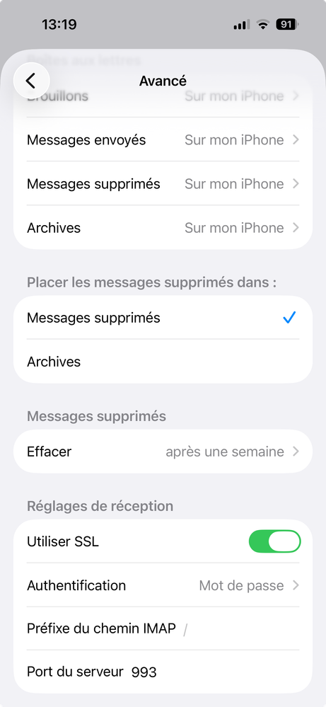 Réglages avancés …