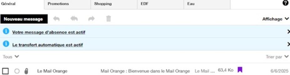 Vue message d'absence et redirection