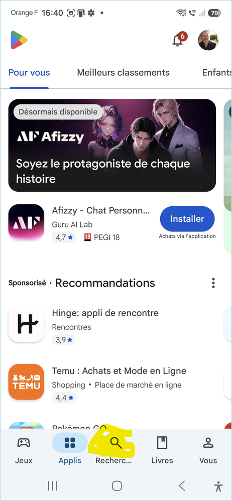 3 - La page d'accueil du Play Store