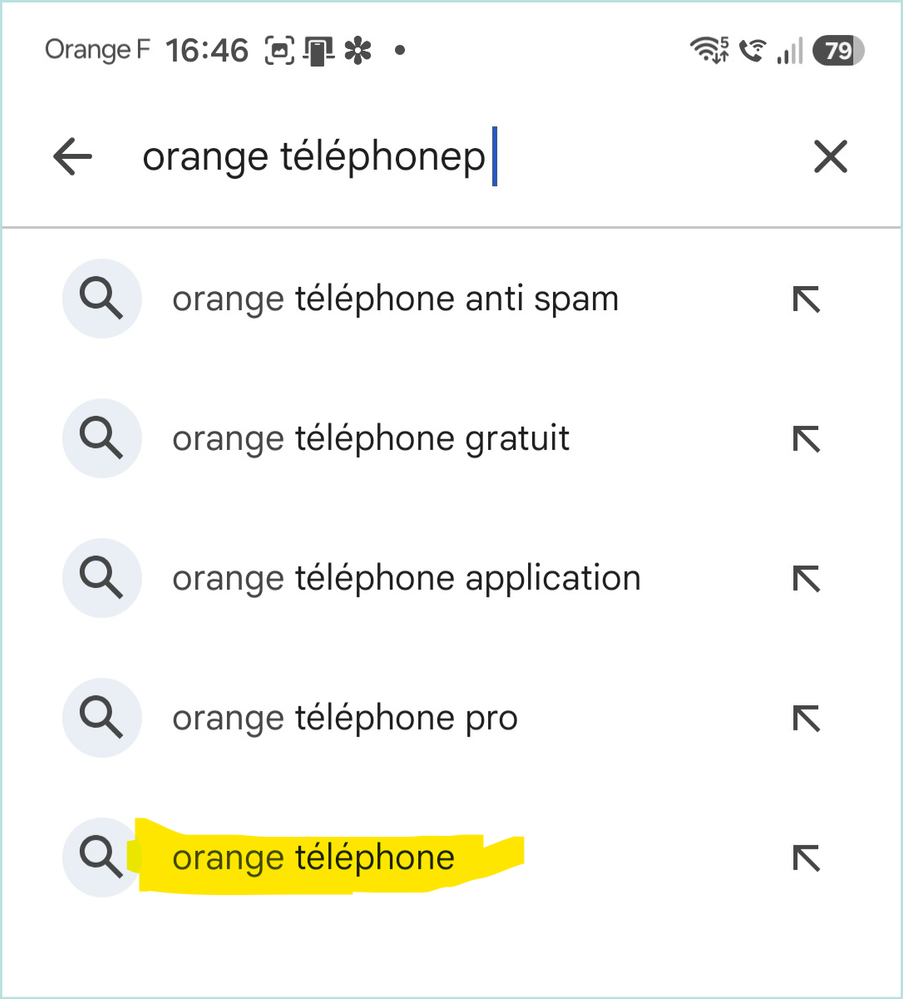 5 - lancer la recherche de "Orange T&eacute;l&eacute;phone"