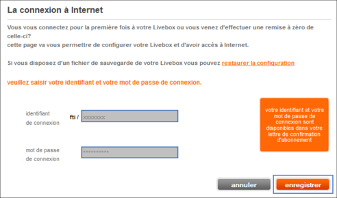 Saisie des identifiants
