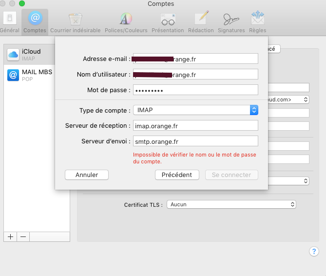 Smtp déconnecté avec Mail Mac OS X 10.11.3 - Communauté Orange