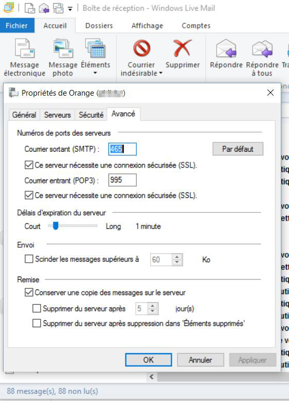 faire un copier coller sur la messagerie Communauté Orange