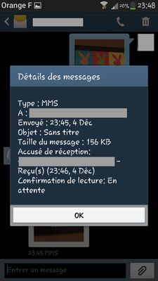 Détails MMS au départ