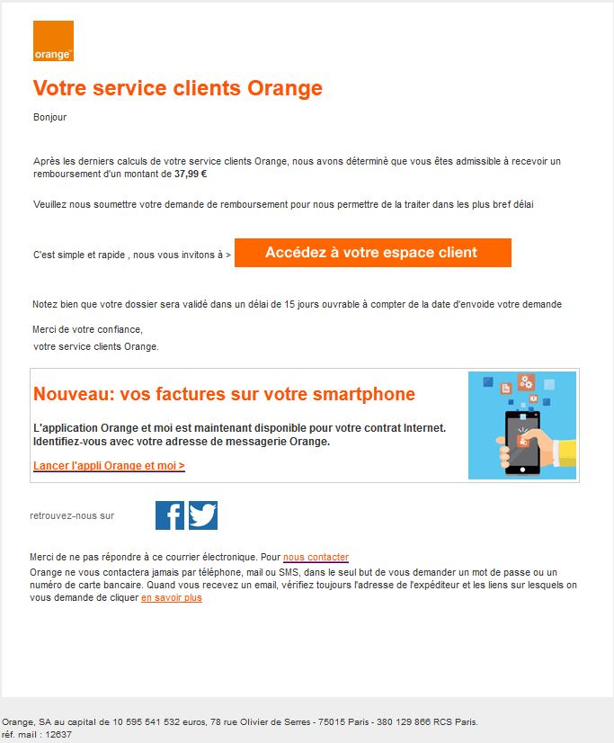 Arnaque mail Communauté Orange