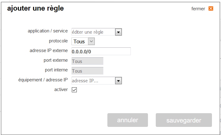 inserer une regle nat