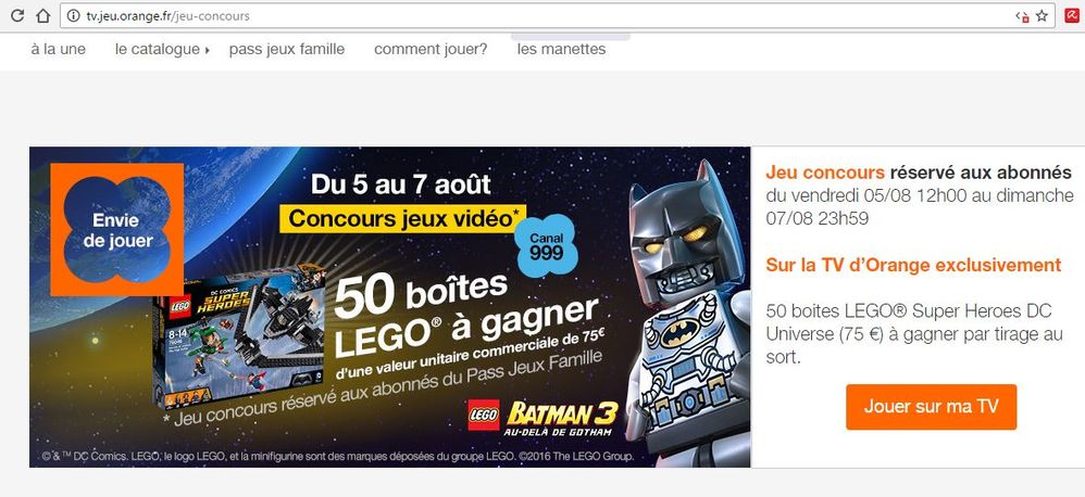 jeu ocncours Orange