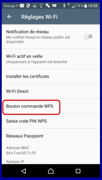 Connexion Wifi Android avec le WPS - Communauté Orange