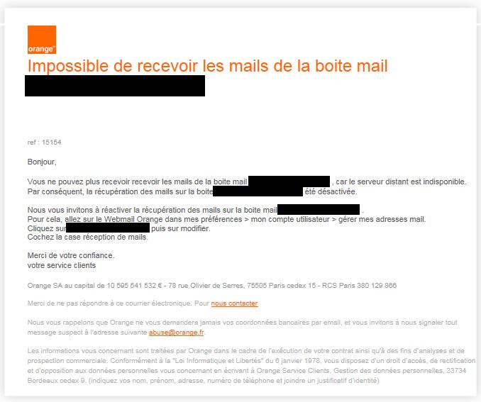 Réception message boite mail secondaire impossible - Communauté Orange