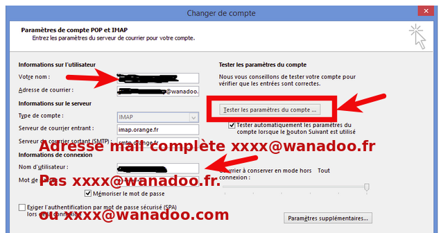 Réception courrier entrant IMAP wanadoo - Communauté Orange