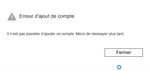 Message erreur création compte