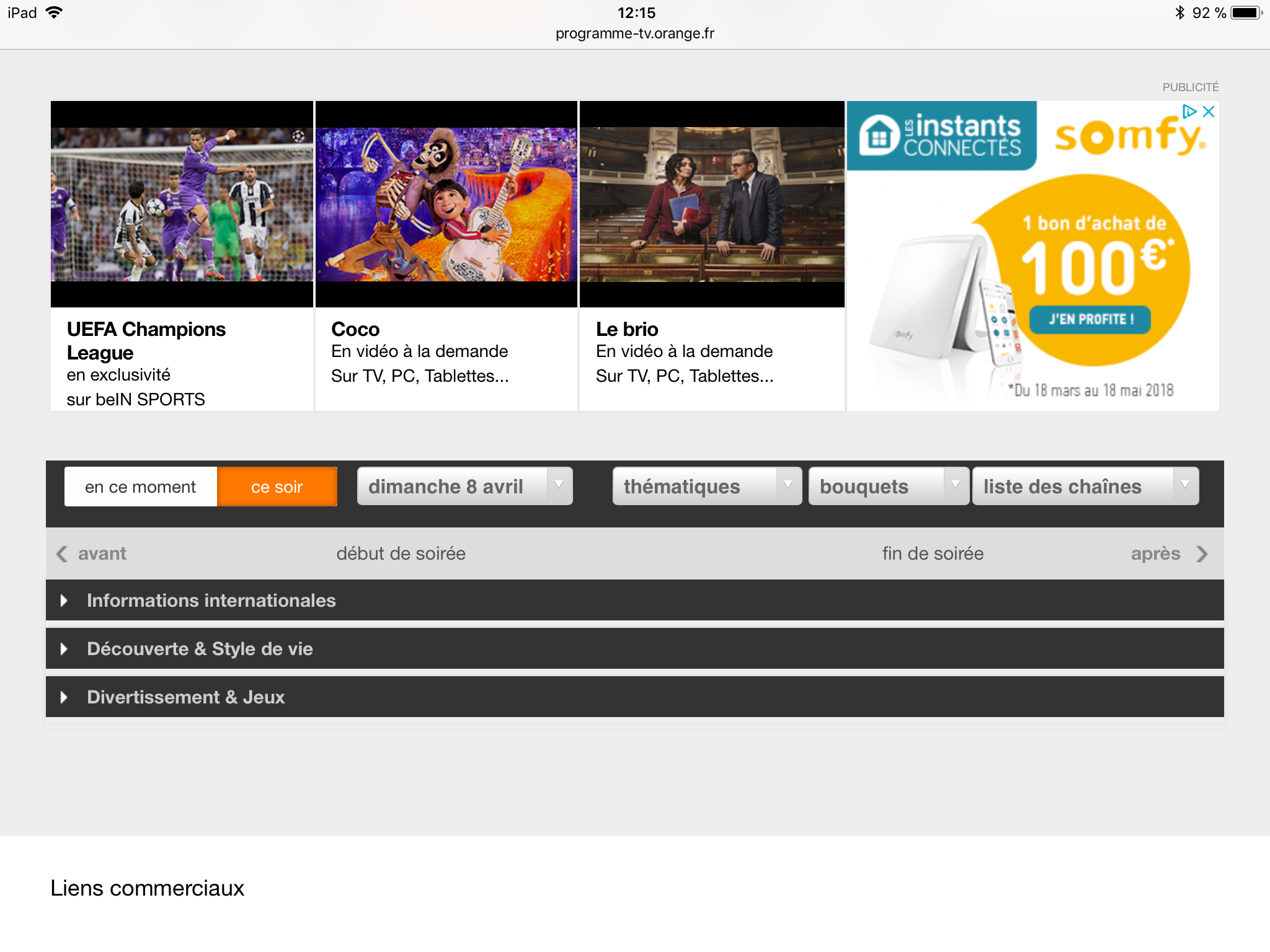 affichage programmes tv orange - Communauté Orange