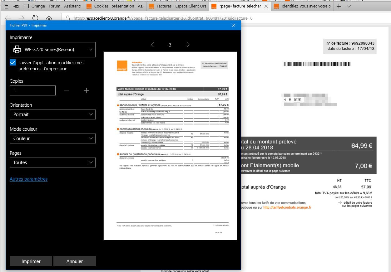 Résolu : Impossible imprimer une facture EDF avec Edge , p... - Communauté  Orange