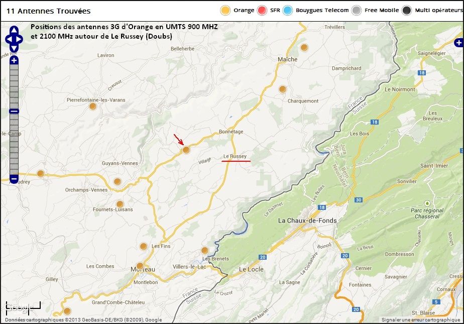 Antennes 3G Orange près de Le Russey