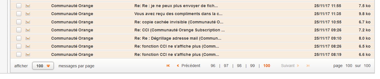 Historique des messages - Communauté Orange
