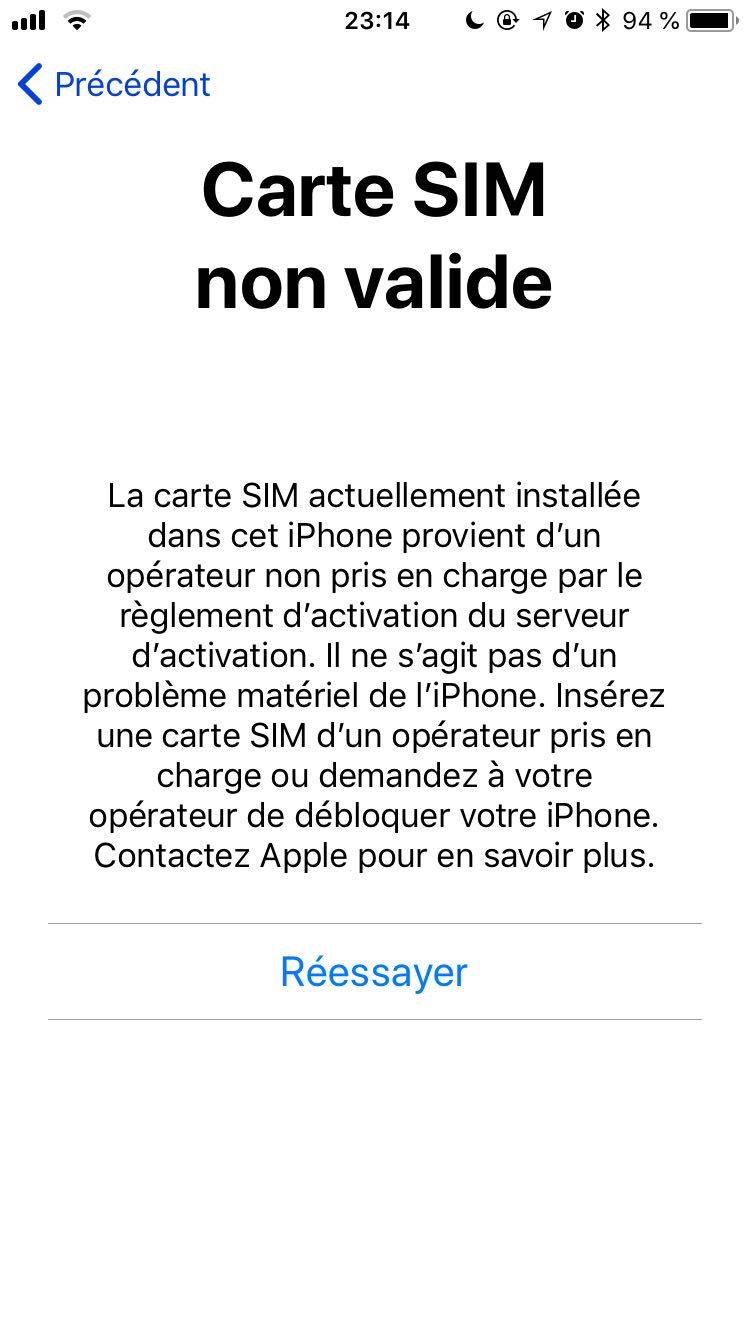 Message d'erreur