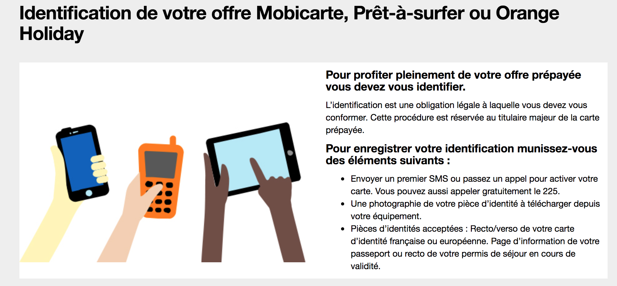 Page identification de mobicarte