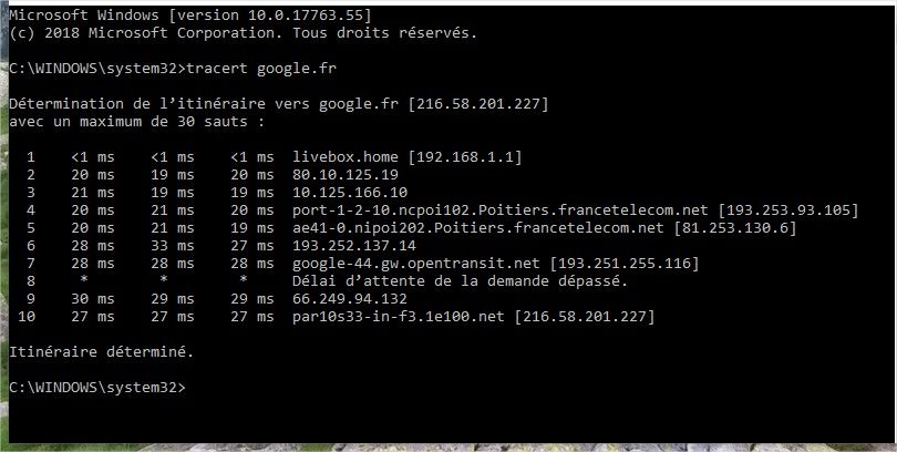 Tracert google