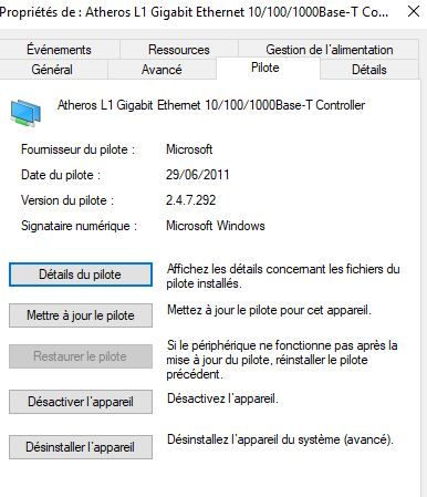 pilote CR intégrée Atheros