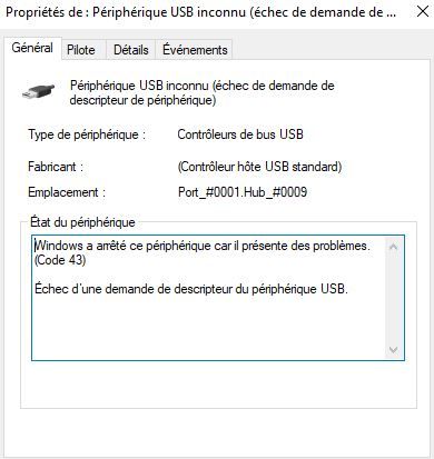 periphérique usb ..non reconnu