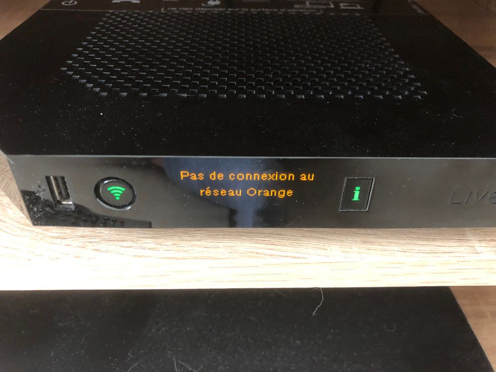 Message obtenu lors des coupures en faisant défiler les infos : "pas de connexion au réseau Orange"