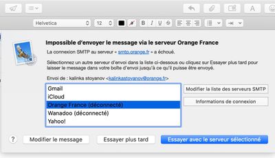 pour que le mail parte je choisis gmail et ça marche