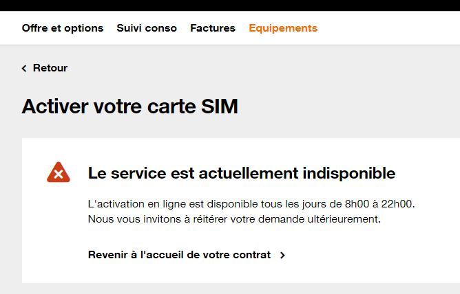 Message qui apparait à chaque tentative