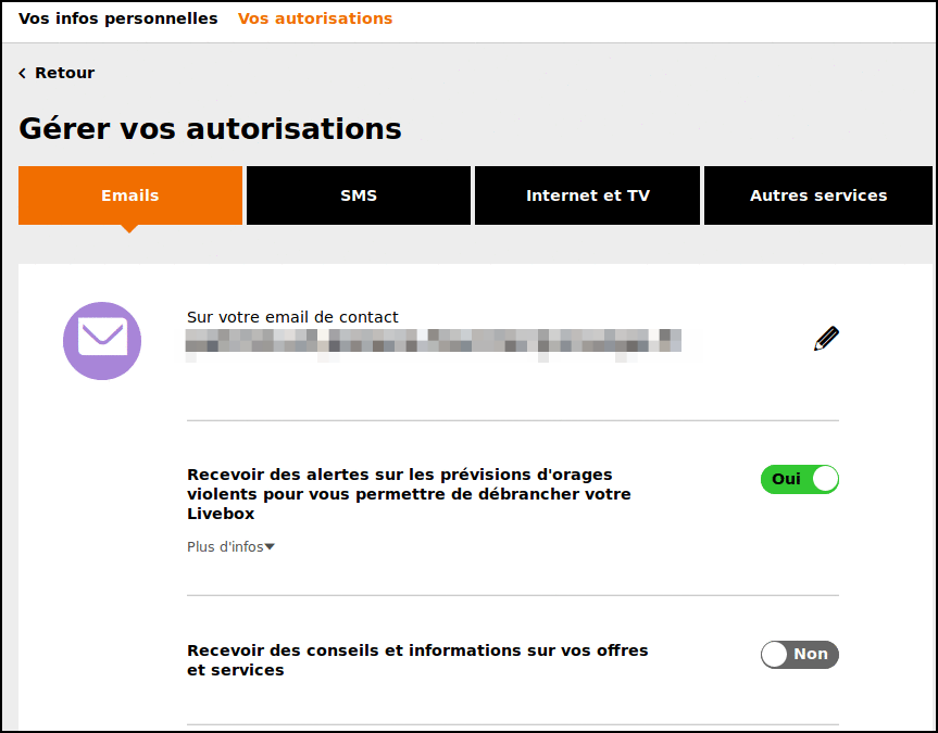 Mail spam sans désinscription possible Communauté Orange