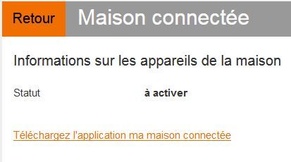 clic sur Maison connecté à activer