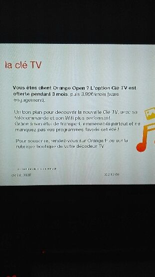 Depuis un mois j'ai cet écran qui s'affiche quand je veux utiliser ma clé TV