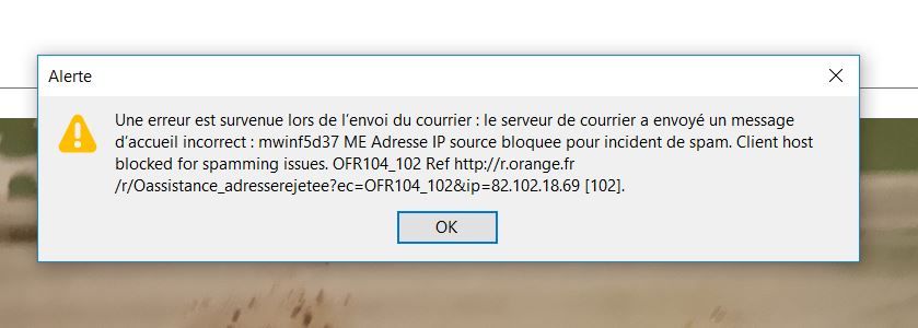 Message rejet Thunderbird