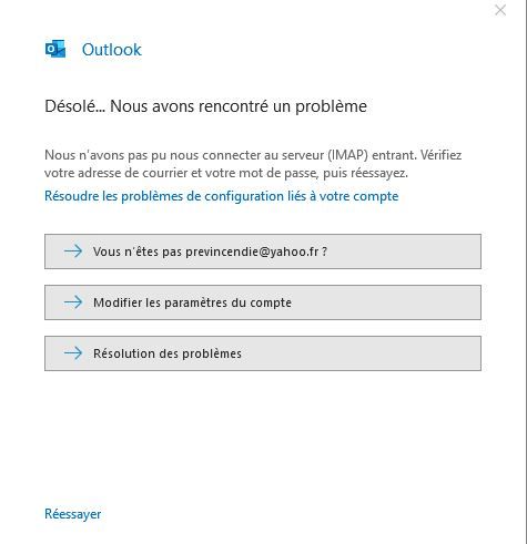 message d'erreur