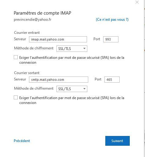 configuration idem courrier w10