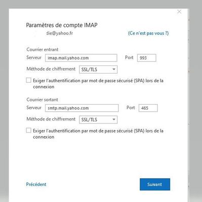 paramètre fonctionnant dans courrier W10