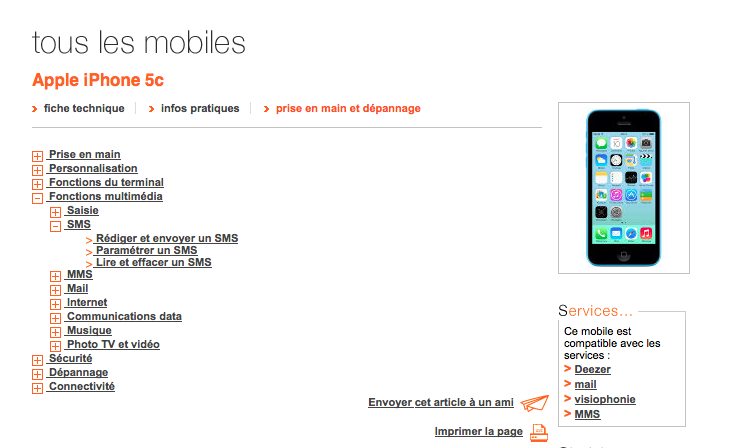 Paramétrage iPhone 5C Orange