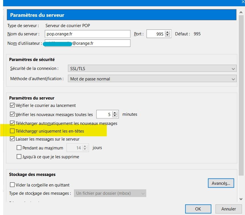 En têtes seules ou message complet