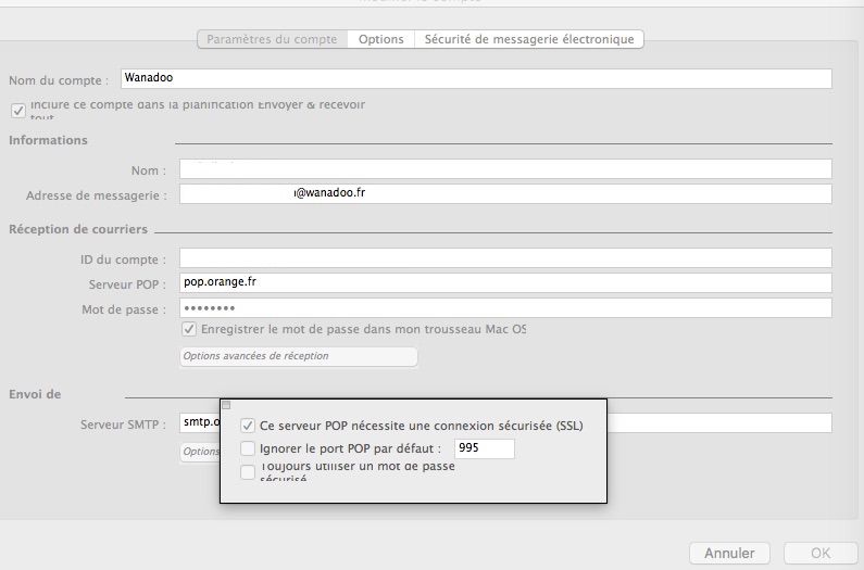 paramétrage du compte wanadoo