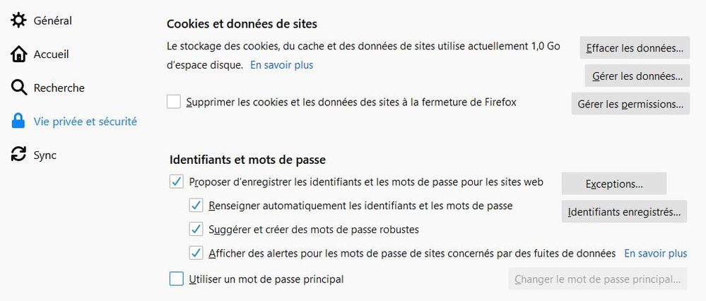 Gestion des cookies